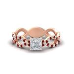 Load image into Gallery viewer, infinity-princess-cut-twist-diamond-engagement-ring-with-ruby-in-rose-gold-FD11157PRRGRUDRANGLE3-NL-RG
