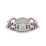 Load image into Gallery viewer, infinity-princess-cut-twist-diamond-engagement-ring-with-ruby-in-white-gold-FD11157PRRGRUDRANGLE3-NL-WG
