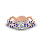 Load image into Gallery viewer, infinity-princess-cut-twist-diamond-engagement-ring-with-sapphire-in-rose-gold-FD11157PRRGSABLANGLE3-NL-RG
