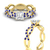 Load image into Gallery viewer, infinity-princess-cut-twist-diamond-engagement-ring-with-sapphire-in-yellow-gold-FD11157PRRGSABLANGLE3-NL-YG