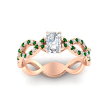 Load image into Gallery viewer, infinity-radiant-cut-twist-diamond-engagement-ring-with-emerald-in-rose-gold-FD11157RARGEMGRANGLE3-NL-RG
