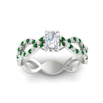 Load image into Gallery viewer, infinity-radiant-cut-twist-diamond-engagement-ring-with-emerald-in-white-gold-FD11157RARGEMGRANGLE3-NL-WG
