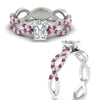 Load image into Gallery viewer, infinity-radiant-cut-twist-diamond-engagement-ring-with-pink-sapphire-in-white-gold-FD11157RARGSADRPIANGLE3-NL-WG
