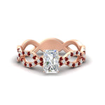 Load image into Gallery viewer, infinity-radiant-cut-twist-diamond-engagement-ring-with-ruby-in-rose-gold-FD11157RARGRUDRANGLE3-NL-RG
