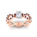 Load image into Gallery viewer, infinity-radiant-cut-twist-diamond-engagement-ring-with-ruby-in-rose-gold-FD11157RARGRUDRANGLE3-NL-RG

