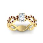 Load image into Gallery viewer, infinity-radiant-cut-twist-diamond-engagement-ring-with-ruby-in-yellow-gold-FD11157RARGRUDRANGLE3-NL-YG
