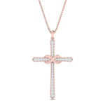 Load image into Gallery viewer, infinity-symbol-diamond-cross-pendant-in-rose-gold-FDPD10870ANGLE1-NL-RG
