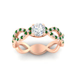 Load image into Gallery viewer, infinity-twist-diamond-engagement-ring-with-emerald-in-rose-gold-FD11157RORGEMGRANGLE3-NL-RG
