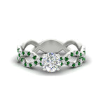 Load image into Gallery viewer, infinity-twist-diamond-engagement-ring-with-emerald-in-white-gold-FD11157RORGEMGRANGLE3-NL-WG
