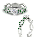 Load image into Gallery viewer, infinity-twist-diamond-engagement-ring-with-emerald-in-white-gold-FD11157RORGEMGRANGLE3-NL-WG
