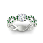 Load image into Gallery viewer, infinity-twist-diamond-engagement-ring-with-emerald-in-white-gold-FD11157RORGEMGRANGLE3-NL-WG
