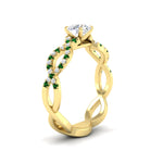 Load image into Gallery viewer, infinity-twist-diamond-engagement-ring-with-emerald-in-yellow-gold-FD11157RORGEMGRANGLE3-NL-YG
