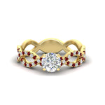Load image into Gallery viewer, infinity-twist-diamond-engagement-ring-with-ruby-in-yellow-gold-FD11157RORGRUDRANGLE3-NL-YG

