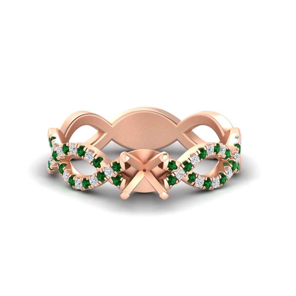 infinity-twist-diamond-semi-mount-engagement-ring-with-emerald-in-rose-gold-FD11157SMRGEMGRANGLE3-NL-RG