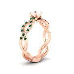 Load image into Gallery viewer, infinity-twist-diamond-semi-mount-engagement-ring-with-emerald-in-rose-gold-FD11157SMRGEMGRANGLE3-NL-RG
