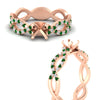 Load image into Gallery viewer, infinity-twist-diamond-semi-mount-engagement-ring-with-emerald-in-rose-gold-FD11157SMRGEMGRANGLE3-NL-RG