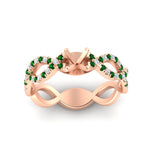 Load image into Gallery viewer, infinity-twist-diamond-semi-mount-engagement-ring-with-emerald-in-rose-gold-FD11157SMRGEMGRANGLE3-NL-RG
