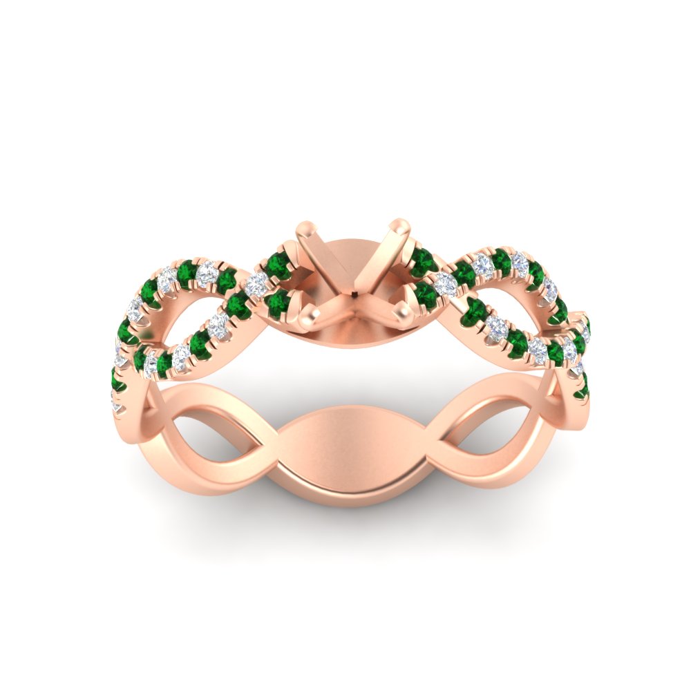 infinity-twist-diamond-semi-mount-engagement-ring-with-emerald-in-rose-gold-FD11157SMRGEMGRANGLE3-NL-RG