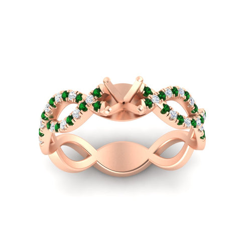 infinity-twist-diamond-semi-mount-engagement-ring-with-emerald-in-rose-gold-FD11157SMRGEMGRANGLE3-NL-RG