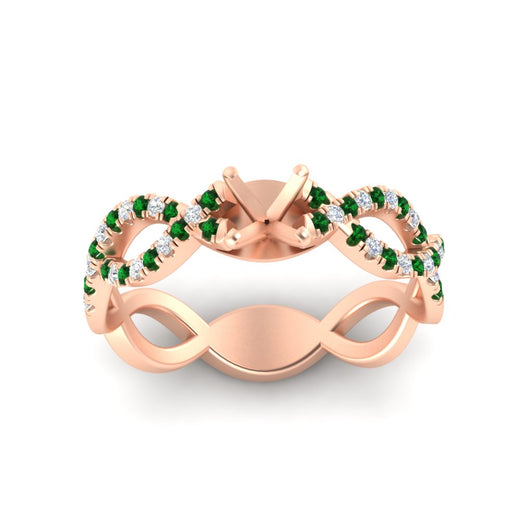 infinity-twist-diamond-semi-mount-engagement-ring-with-emerald-in-rose-gold-FD11157SMRGEMGRANGLE3-NL-RG