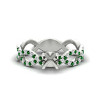 Load image into Gallery viewer, infinity-twist-diamond-semi-mount-engagement-ring-with-emerald-in-white-gold-FD11157SMRGEMGRANGLE3-NL-WG
