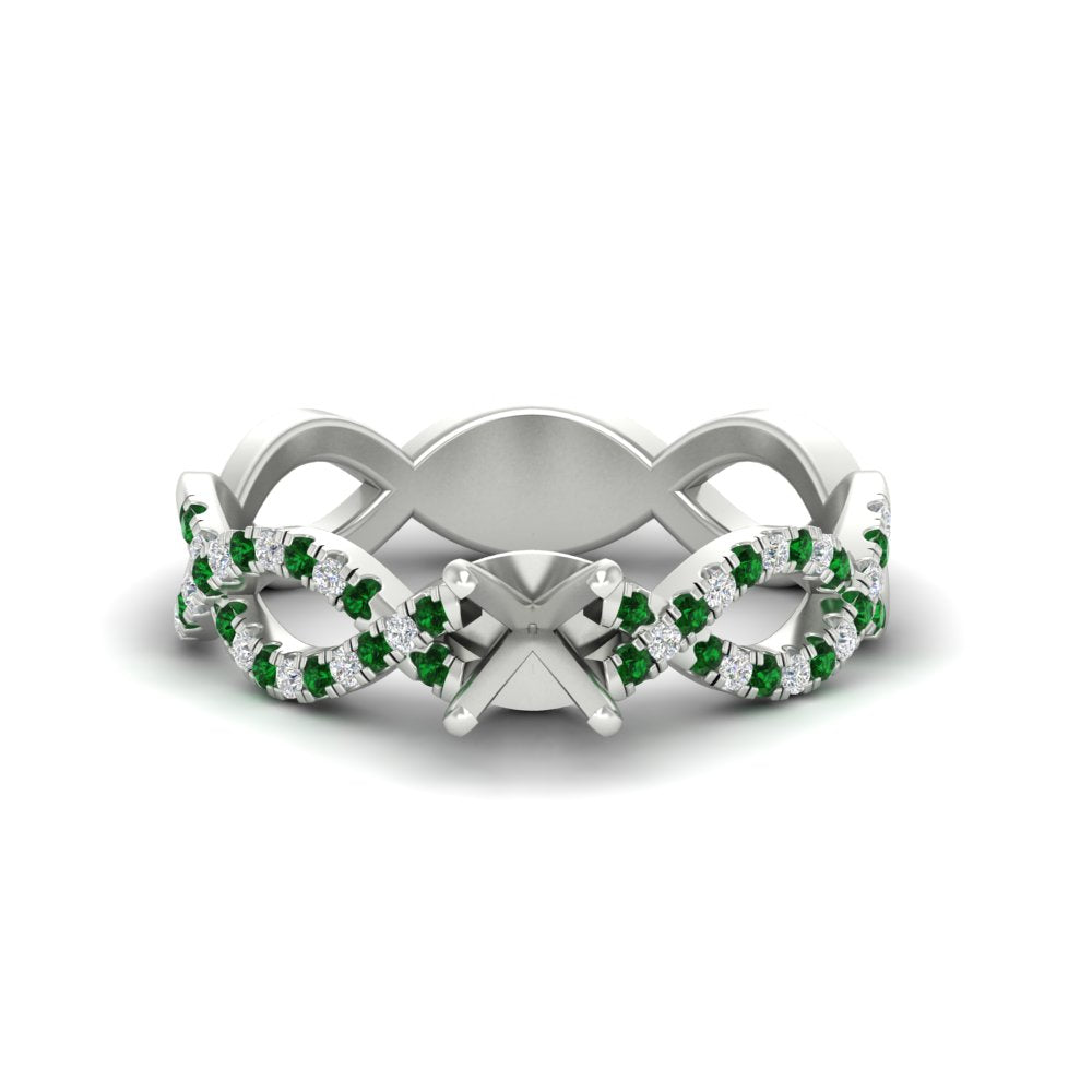infinity-twist-diamond-semi-mount-engagement-ring-with-emerald-in-white-gold-FD11157SMRGEMGRANGLE3-NL-WG