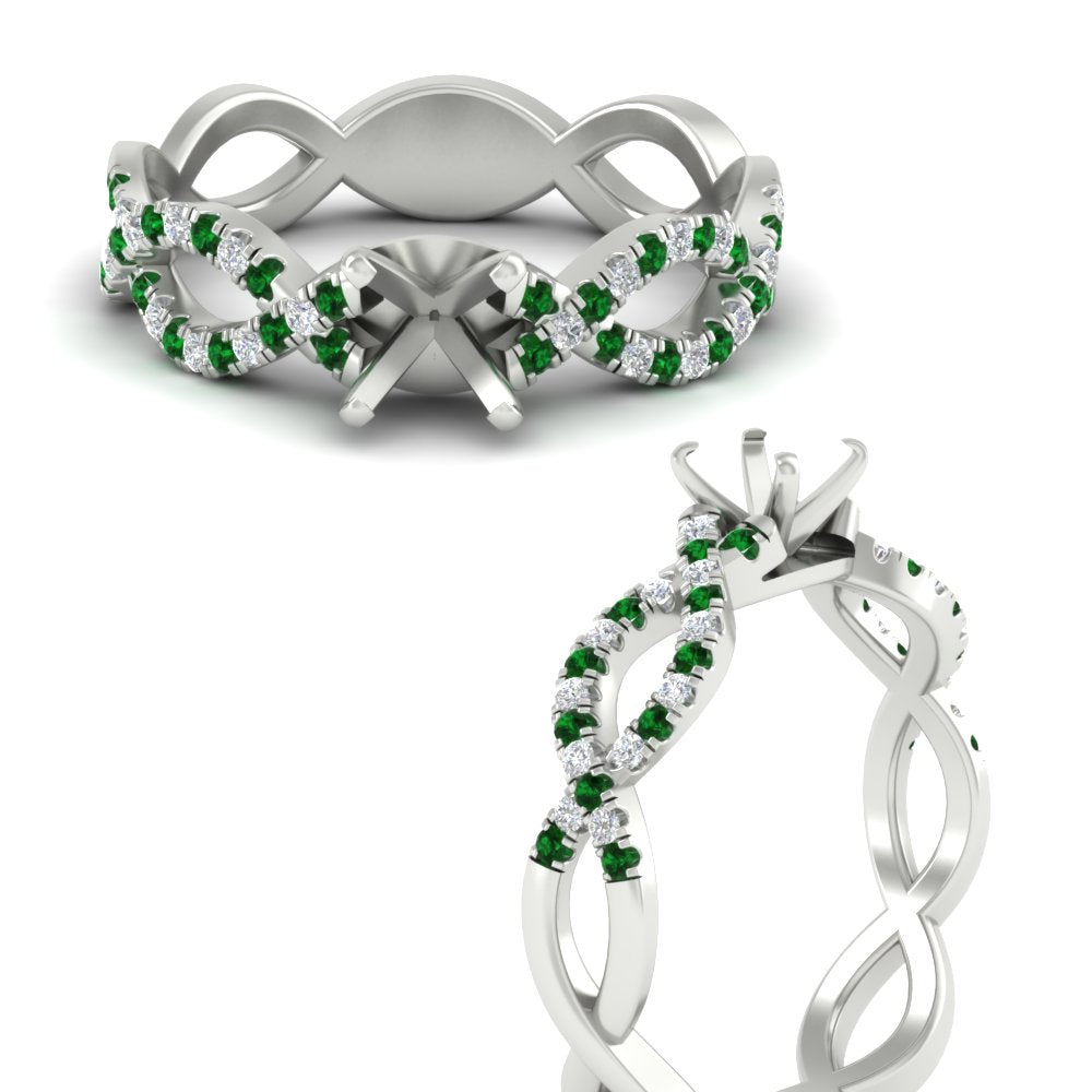 infinity-twist-diamond-semi-mount-engagement-ring-with-emerald-in-white-gold-FD11157SMRGEMGRANGLE3-NL-WG