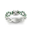 Load image into Gallery viewer, infinity-twist-diamond-semi-mount-engagement-ring-with-emerald-in-white-gold-FD11157SMRGEMGRANGLE3-NL-WG