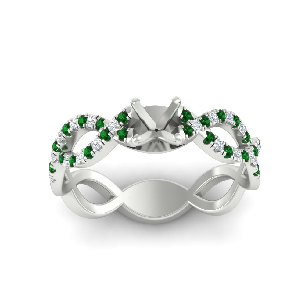 infinity-twist-diamond-semi-mount-engagement-ring-with-emerald-in-white-gold-FD11157SMRGEMGRANGLE3-NL-WG