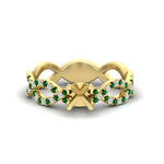 Load image into Gallery viewer, infinity-twist-diamond-semi-mount-engagement-ring-with-emerald-in-yellow-gold-FD11157SMRGEMGRANGLE3-NL-YG
