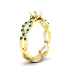Load image into Gallery viewer, infinity-twist-diamond-semi-mount-engagement-ring-with-emerald-in-yellow-gold-FD11157SMRGEMGRANGLE3-NL-YG

