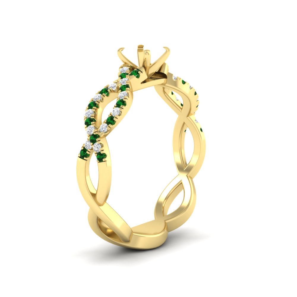 infinity-twist-diamond-semi-mount-engagement-ring-with-emerald-in-yellow-gold-FD11157SMRGEMGRANGLE3-NL-YG