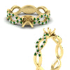 Load image into Gallery viewer, infinity-twist-diamond-semi-mount-engagement-ring-with-emerald-in-yellow-gold-FD11157SMRGEMGRANGLE3-NL-YG