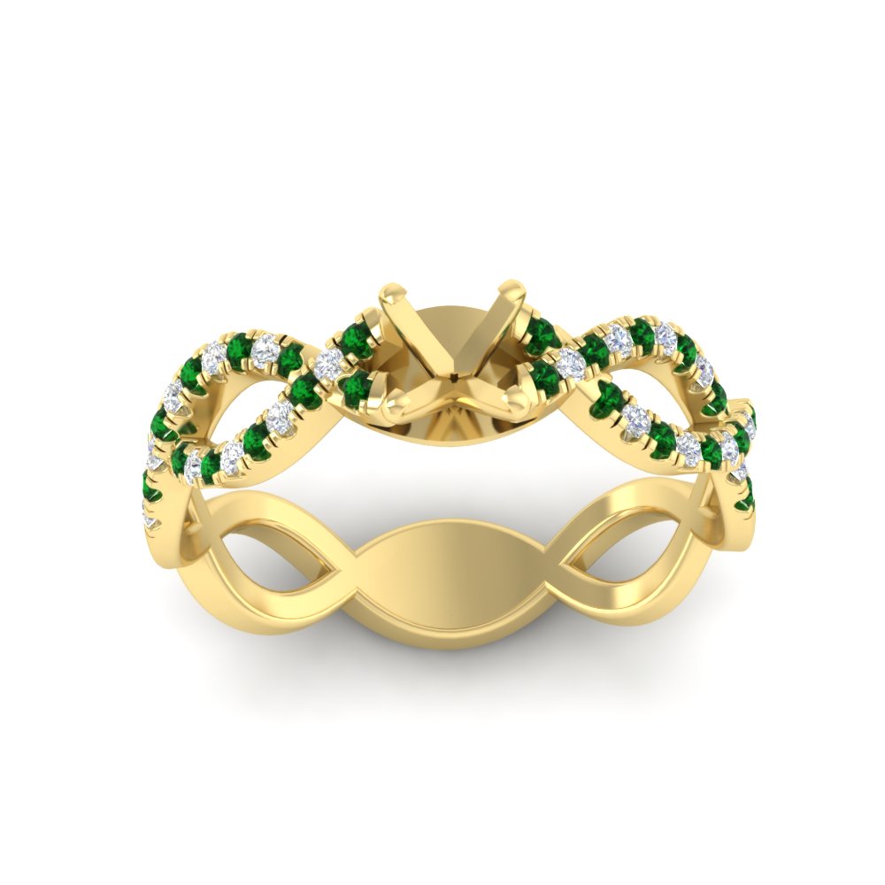 infinity-twist-diamond-semi-mount-engagement-ring-with-emerald-in-yellow-gold-FD11157SMRGEMGRANGLE3-NL-YG