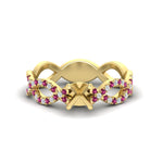 Load image into Gallery viewer, infinity-twist-diamond-semi-mount-engagement-ring-with-pink-sapphire-in-yellow-gold-FD11157SMRGSADRPIANGLE3-NL-YG
