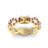 Load image into Gallery viewer, infinity-twist-diamond-semi-mount-engagement-ring-with-pink-sapphire-in-yellow-gold-FD11157SMRGSADRPIANGLE3-NL-YG