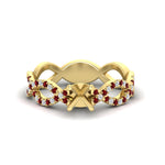 Load image into Gallery viewer, infinity-twist-diamond-semi-mount-engagement-ring-with-ruby-in-yellow-gold-FD11157SMRGRUDRANGLE3-NL-YG
