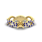 Load image into Gallery viewer, infinity-twist-diamond-semi-mount-engagement-ring-with-sapphire-in-yellow-gold-FD11157SMRGSABLANGLE3-NL-YG
