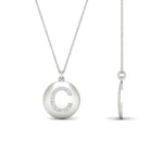 Load image into Gallery viewer, initial-c-disc-with-diamond-charm-necklace-in-white-gold-FDPD11312CANGLE2-NL-WG
