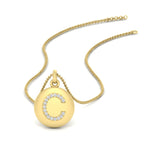 Load image into Gallery viewer, initial-c-disc-with-diamond-charm-necklace-in-yellow-gold-FDPD11312C-NL-YG
