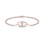 Load image into Gallery viewer, interlocked-heart-diamond-chain-bracelet-in-rose-gold-FDBRC8649HT-NL-RG
