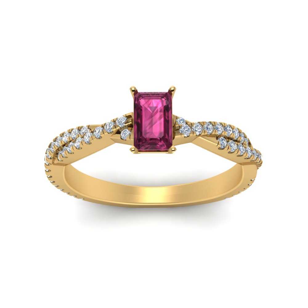 Intertwining Emerald Cut Gemstone Ring