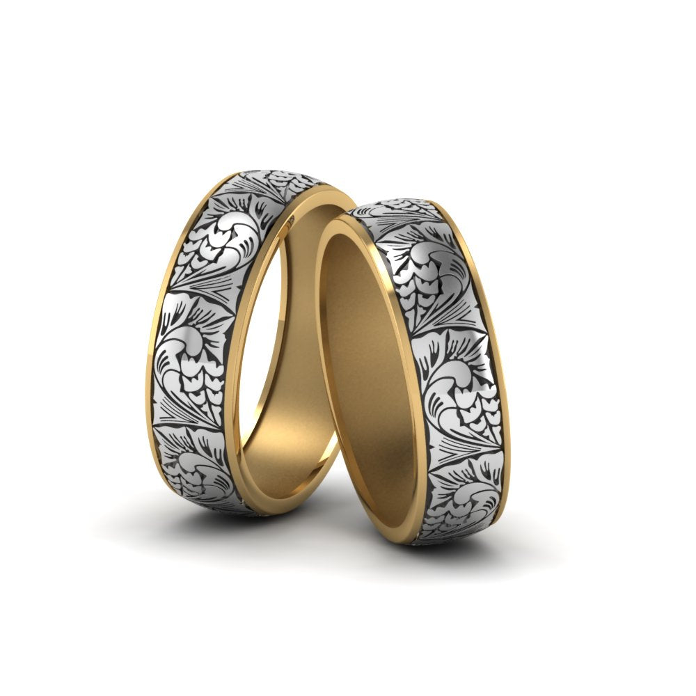 Intricate Gay Pride Wedding Rings