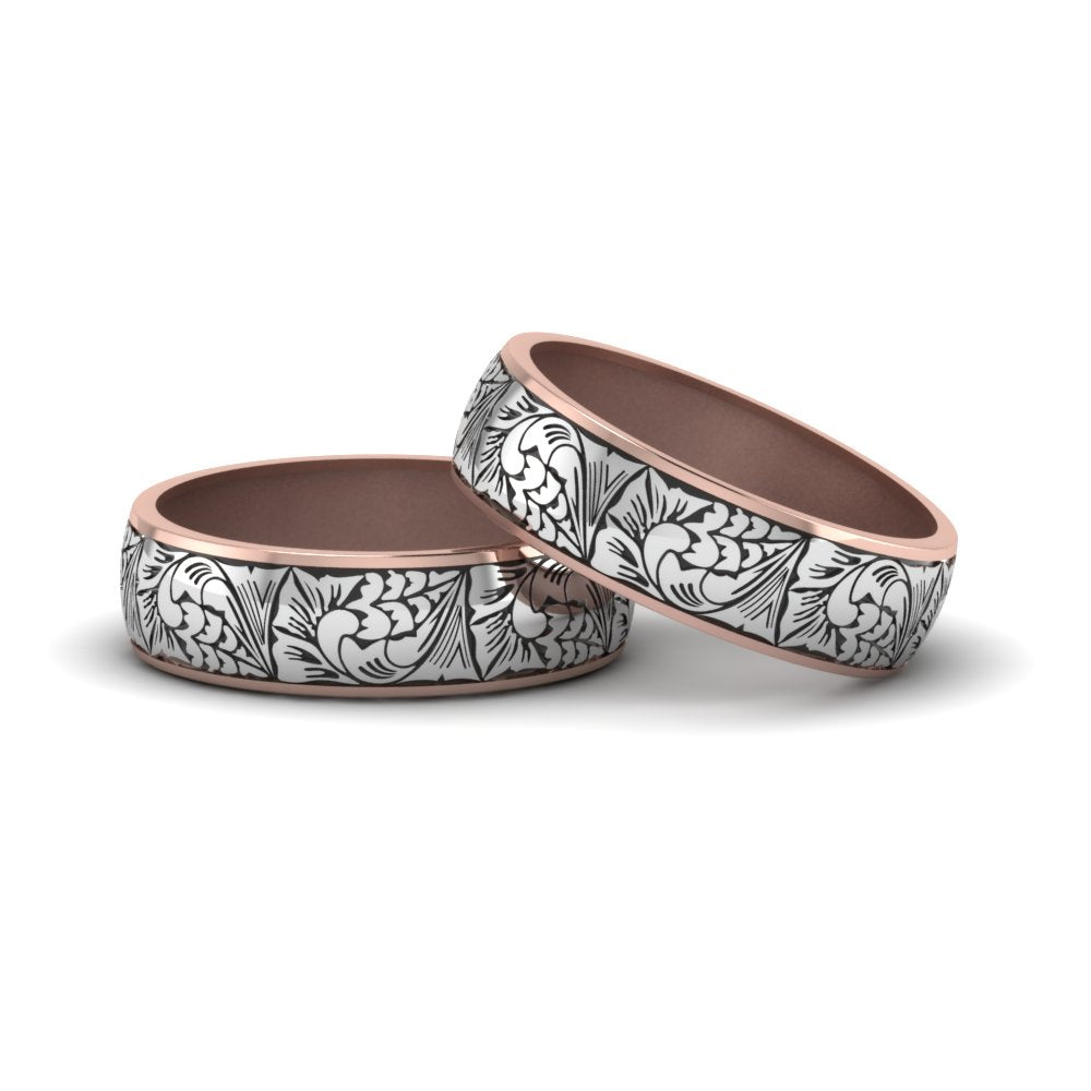 Intricate Gay Pride Wedding Rings