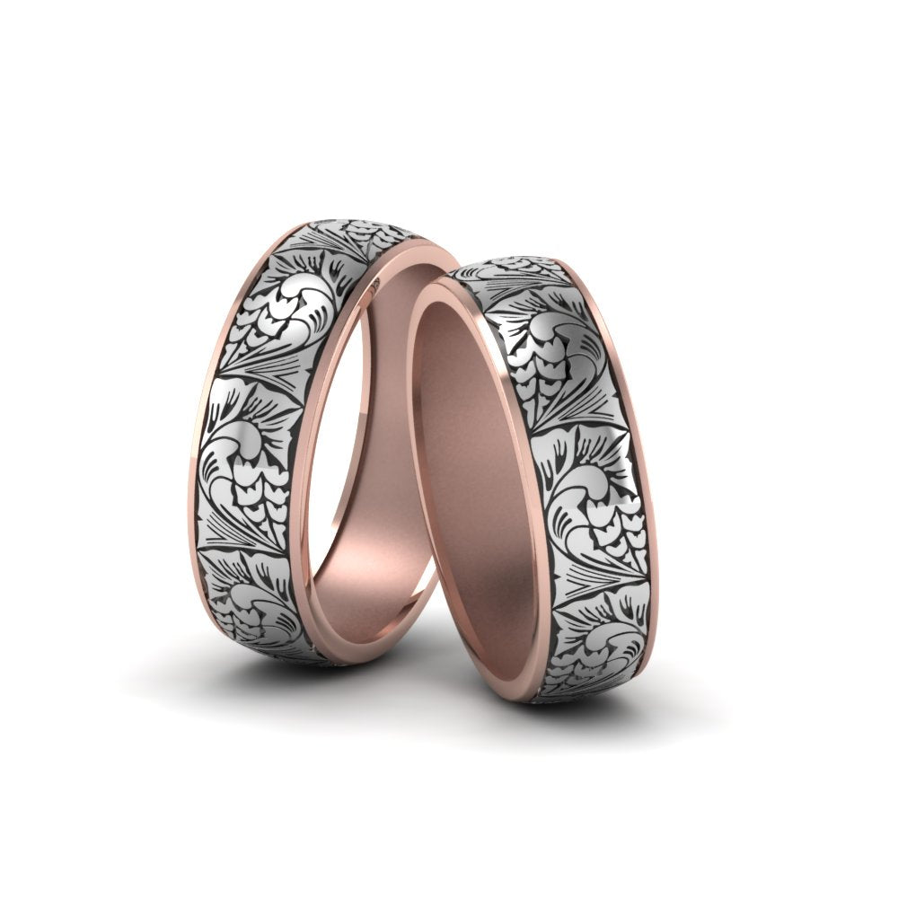 Intricate Gay Pride Wedding Rings