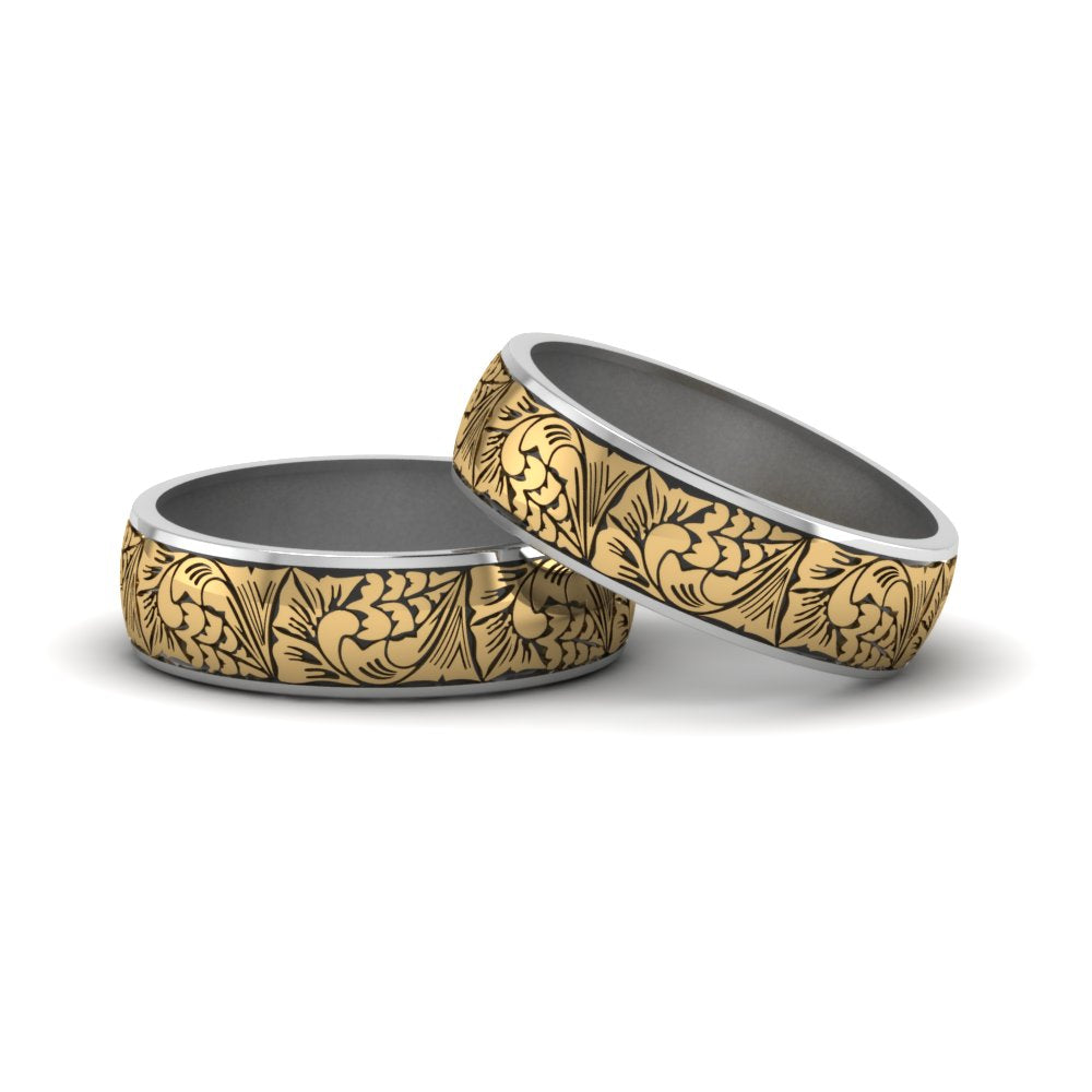 Intricate Gay Pride Wedding Rings