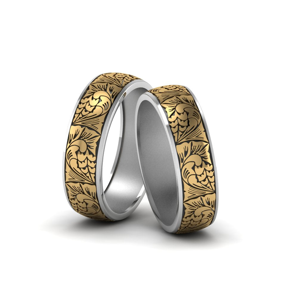 Intricate Gay Pride Wedding Rings