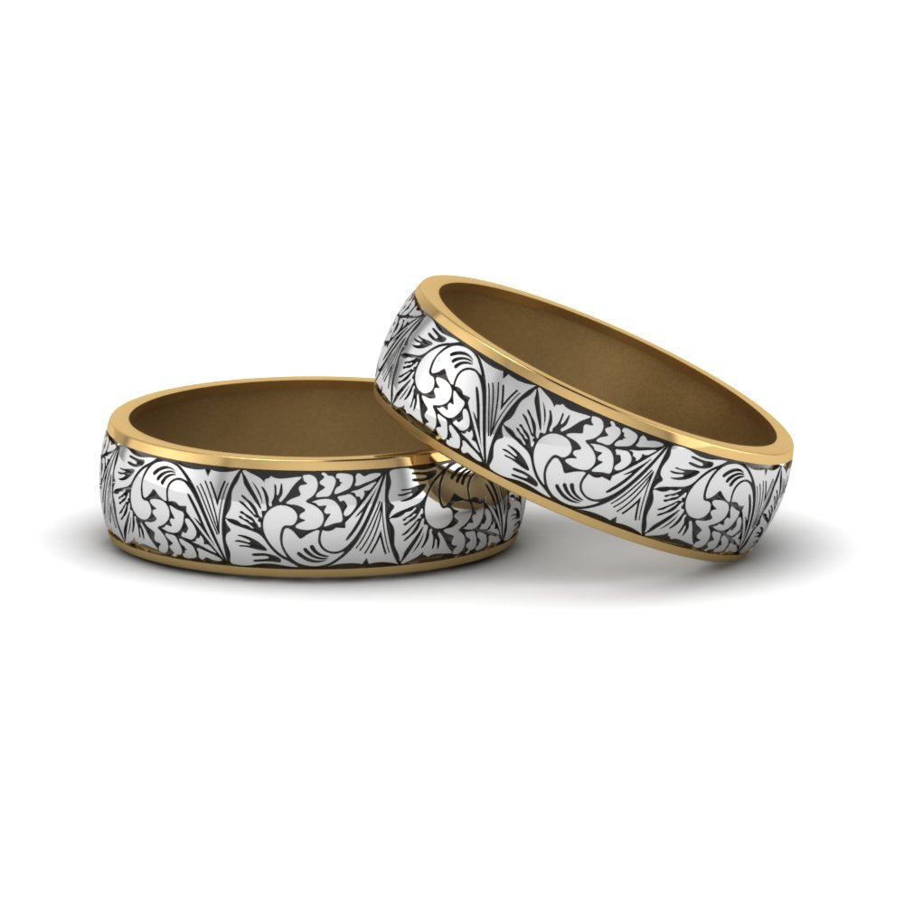 Intricate Gay Pride Wedding Rings
