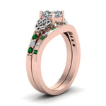 Load image into Gallery viewer, irish-asscher-cut-diamond-bridal-ring-set-with-emerald-in-rose-gold-FDENS2255B4ASGEMGRANGLE2-NL-RG?v=1757052145
