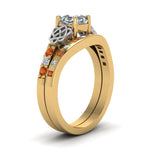 Load image into Gallery viewer, irish-asscher-cut-diamond-bridal-ring-set-with-orange-sapphire-in-yellow-gold-FDENS2255B4ASGSAORANGLE2-NL-YG?v=1757052145
